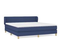 Qnhdfrt Letto a Molle 160x200 cm con Materasso Tessuto Blu | Testiera regolabile e materasso a molle insacchettate per la camera da letto. Set completo con topper morbido in tessuto.