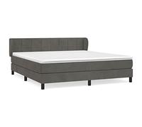 Qnhdfrt Letto a Molle 160x200 cm Velluto Grigio Scuro con Materasso | Testiera regolabile imbottita e materasso a molle insacchettate per la camera da letto moderna. Incluso topper morbido.