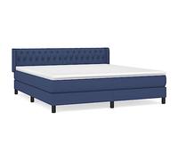 Qnhdfrt Letto a molle, 180 x 200 cm, blu, completo imbottito con materasso a molle insacchettate e topper, testiera regolabile in altezza, tessuto resistente per un sonno riposante