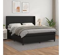 Qnhdfrt Letto a molle 180 x 200 cm con materasso a molle insacchettate e testiera in ecopelle nera per un sonno riposante in camera da letto