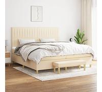 Qnhdfrt Letto a molle, 200 x 200 cm, con testiera regolabile in altezza e materasso a molle insacchettate per un sonno riposante, rivestimento in tessuto traspirante e durevole, inclusa panca come