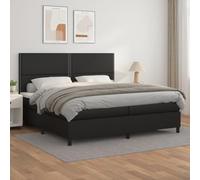 Qnhdfrt Letto a molle 200 x 200 cm, in similpelle nera, con materasso a molle insacchettate e testiera per un sonno riposante in camera da letto