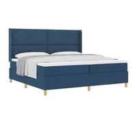 Qnhdfrt Letto a Molle 200x200 cm Blu con Materasso e Testiera Regolabile | Arreda la tua camera da letto con questo letto matrimoniale blu dotato di rigide doghe, materassi medi e gambe dorate.