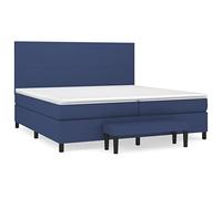 Qnhdfrt Letto a Molle 200x200cm con Materassi Topper e Panca Blu 5 Pezzi | Set completo per camera da letto con testiera regolabile, molle insacchettate silenziose e seduta imbottita coordinata.