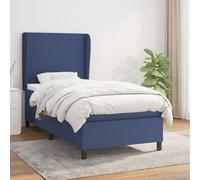 Qnhdfrt Letto a molle 80 x 200 cm, in tessuto blu con testiera regolabile, materasso a molle insacchettate, letto singolo, per camera da letto, camera degli ospiti