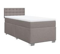 Qnhdfrt Letto a molle, 90 x 200 cm, colore tortora, set completo con materasso a molle insacchettate e topper, stabile letto singolo con testiera, tessuto in poliestere traspirante