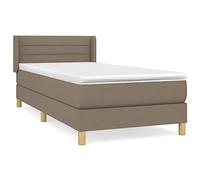 Qnhdfrt Letto a Molle 90x190 cm con Materasso e Topper Tortora | Struttura completa per camera da letto con testiera regolabile e imbottitura morbida per un riposo ergonomico e tranquillo.