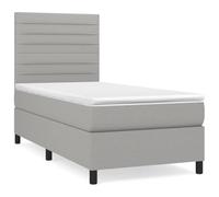 Qnhdfrt Letto a Molle 90x200 cm con Materasso Grigio Chiaro | Set completo letto singolo con testiera regolabile, materasso a molle e topper per la camera da letto.