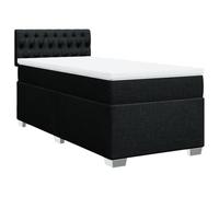 Qnhdfrt Letto a Molle 90x200cm con Materasso e Topper Nero | Set letto singolo completo per camera da letto con testiera imbottita, molle insacchettate e sfoderabile.