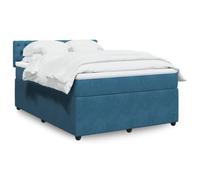 Qnhdfrt Letto a molle blu 140 x 200 cm con materasso a molle insacchettate e rivestimento in velluto per un sonno riposante. Struttura comoda con testiera in legno di pino massiccio