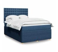 Qnhdfrt Letto a molle blu 160 x 200 con materasso a molle insacchettate, testiera regolabile in altezza, letto matrimoniale in poliestere resistente, per camera da letto e camera degli ospiti
