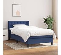 Qnhdfrt Letto a molle blu 80 x 200 cm con testiera regolabile in altezza, materasso a molle insacchettate e tessuto traspirante per un sonno riposante in camera da letto o camera degli ospiti