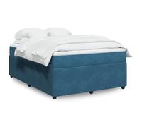 Qnhdfrt Letto a molle blu scuro, 140 x 190 cm, con materasso a molle insacchettate e rivestimento in velluto per un sonno riposante, struttura comoda con piedi in legno di pino stabile