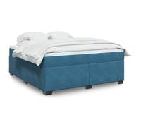 Qnhdfrt Letto a molle blu scuro 180 x 200 cm con materasso a molle insacchettate e rivestimento in velluto per un sonno riposante, comodo letto familiare con piedi in legno di pino stabile