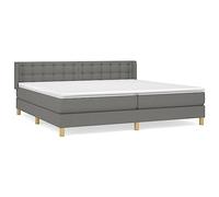 Qnhdfrt Letto a Molle Boxspring con Materasso Grigio Scuro 200x200 cm | Testiera regolabile in altezza e materassi a molle insacchettate per il massimo relax nella tua camera da letto.