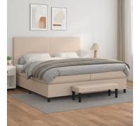 Qnhdfrt Letto a molle cappuccino marrone, 200 x 200 cm, con testiera e panchina, in ecopelle, durevole e delicato sulla pelle, per camera da letto, camera degli ospiti e soggiorno