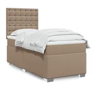 Qnhdfrt Letto a molle cappuccino marrone 90 x 190 cm con materasso a molle insacchettate e testiera regolabile in altezza in ecopelle per un sonno riposante in camera da letto o camera degli ospiti