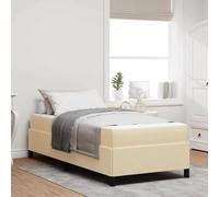 Qnhdfrt Letto a molle, colore crema, nero, 100 x 200 cm, design moderno, con materasso a molle insacchettate e materiale in legno, per camera da letto per adulti