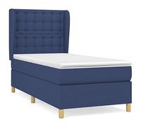 Qnhdfrt Letto a Molle Completo Singolo con Materasso e Topper Blu 90x200 cm | Struttura completa per camera da letto con molle insacchettate, testiera regolabile e soffice topper in tessuto.