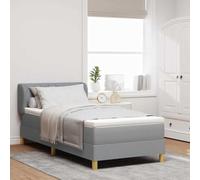 Qnhdfrt Letto a molle con materasso, 100 x 200 cm, grigio chiaro, con molle insacchettate per un comfort ottimale, rivestimento con chiusura lampo, letto singolo per camera da letto e camera degli