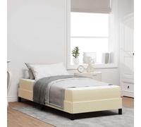 Qnhdfrt Letto a molle con materasso, 100 x 200 cm, tessuto crema, design moderno, materasso in schiuma media, robusto materiale in legno, struttura per camera da letto, letto degli ospiti e camera dei