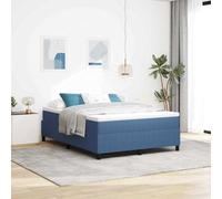 Qnhdfrt Letto a molle con materasso 140 x 200 cm, design moderno in tessuto di velluto blu, materasso ibrido di media resistenza per il comfort in camera da letto o camera degli ospiti