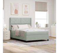 Qnhdfrt Letto a molle con materasso, 160 x 200 cm, grigio chiaro, in velluto, con chiusura lampo, per un comfort ottimale in camera da letto