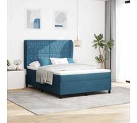 Qnhdfrt Letto a molle con materasso 160 x 200 cm, rivestimento in velluto blu scuro, con molle insacchettate per il comfort del sonno, design moderno per camera da letto