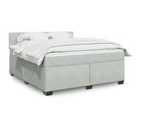 Qnhdfrt Letto a molle con materasso, 180 x 200 cm, tessuto di velluto, grigio chiaro, con molle insacchettate, materasso e cuscino traspirante per il comfort del sonno