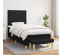 Qnhdfrt Letto a molle con materasso, 80 x 200 cm, in tessuto nero, con testiera e panchina, per camera da letto, letto degli ospiti o Daybed