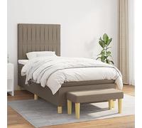 Qnhdfrt Letto a molle con materasso, 90 x 200 cm, colore tortora, con molle insacchettate, testiera regolabile in altezza e panchina, per camera da letto, camera degli ospiti