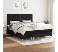 Qnhdfrt Letto a molle con materasso a molle insacchettate, 160 x 200 cm, in tessuto nero, con testiera regolabile in altezza e panchina, per camera da letto, camera degli ospiti