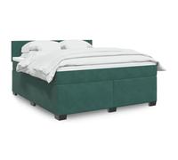 Qnhdfrt Letto a molle con materasso a molle insacchettate e illuminazione a LED, verde scuro, 180 x 200 cm, rivestimento in tessuto di velluto, per un sonno riposante e un ambiente moderno