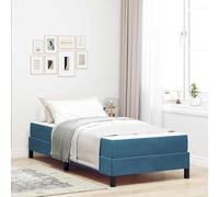 Qnhdfrt Letto a molle con materasso, blu scuro, 80 x 220 cm, design moderno con rivestimento in velluto e materasso multizona per un comfort ottimale del sonno, letto per ragazzi o per gli ospiti