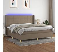 Qnhdfrt Letto a molle con materasso e LED 200 x 200 cm, in tessuto tortora, letto familiare con testiera regolabile in altezza e materiale traspirante per camera da letto