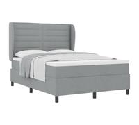 Qnhdfrt Letto a Molle con Materasso e Topper Grigio Chiaro 140x200 cm | Struttura imbottita con testiera regolabile e topper morbido, arreda la tua camera da letto con stile e massimo comfort.