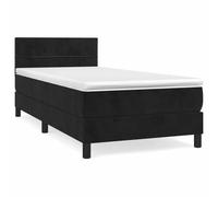Qnhdfrt Letto a Molle con Materasso e Topper Velluto Nero 80x200 cm | Set completo per camera da letto con testiera regolabile, molle insacchettate silenziose e morbido rivestimento.