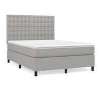 Qnhdfrt Letto a Molle con Materasso Grigio Chiaro 140x200 cm Tessuto | Testiera regolabile in altezza e materasso a molle insacchettate per il riposo ideale nella camera da letto.