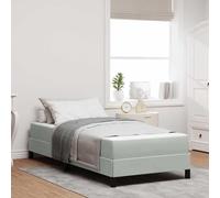 Qnhdfrt Letto a molle con materasso, grigio chiaro, 90 x 200 cm, design moderno, con rivestimento in velluto e materasso multizone, supporto per camera da letto e camera degli ospiti