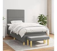 Qnhdfrt Letto a molle con materasso, grigio scuro, 100 x 200 cm, in tessuto, con testiera e panchina, per camera da letto, camera degli ospiti