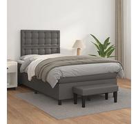 Qnhdfrt Letto a molle grigio 120 x 200 cm con materasso a molle insacchettate e testiera regolabile in altezza in ecopelle resistente per camera da letto e camera degli ospiti