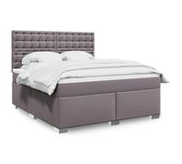 Qnhdfrt Letto a molle grigio 180 x 200 cm con materasso a molle insacchettate e testiera regolabile in altezza, struttura del letto in ecopelle per un comfort ottimale durante il sonno