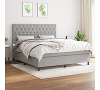 Qnhdfrt Letto a molle, grigio chiaro, 160 x 200 cm, con testiera regolabile in altezza, materasso a molle insacchettate e rivestimento in tessuto traspirante per un sonno riposante
