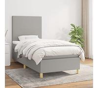 Qnhdfrt Letto a molle, grigio chiaro, 80 x 200 cm, con testiera regolabile in altezza, materasso a molle insacchettate e rivestimento in tessuto traspirante per un sonno riposante in camera da letto