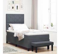 Qnhdfrt Letto a molle, grigio scuro, 100 x 200 cm, con materasso e panchina, rivestimento in velluto, design moderno, per camera da letto e camera degli ospiti