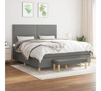 Qnhdfrt Letto a molle, grigio scuro, 180 x 200 cm, con testiera regolabile in altezza, materasso a molle insacchettate e pratica panchina, per camera da letto, camera degli ospiti o soggiorno