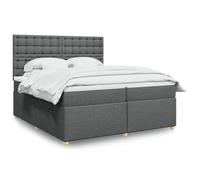Qnhdfrt Letto a molle, grigio scuro, 200 x 200 cm, con materasso a molle insacchettate, illuminazione a LED e testiera regolabile in altezza, per un sonno riposante in camera da letto
