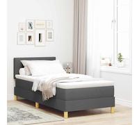 Qnhdfrt Letto a molle, grigio scuro, 80 x 200 cm, con illuminazione a LED, design moderno, per camera da letto, letto singolo con materasso e topper