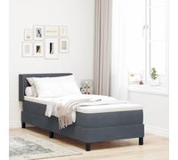 Qnhdfrt Letto a molle, grigio scuro, 80 x 200 cm, con materasso, rivestimento in velluto, testiera regolabile, moderno letto singolo per camera da letto, camera dei ragazzi, appartamento in città