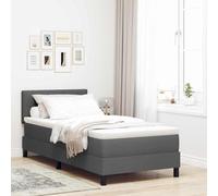 Qnhdfrt Letto a molle, grigio scuro, 80 x 200 cm, design moderno, con materasso e topper, resistente rivestimento in tessuto per letto singolo in camera da letto o camera degli ospiti